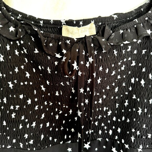 Altar'd State Long Sleeve Fit & Flare Ruffle Hem Star Dress - Picture 3 of 9